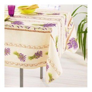 60x96" RECTANGLE LEAFY LAVENDER ECRU TABLECLOSE